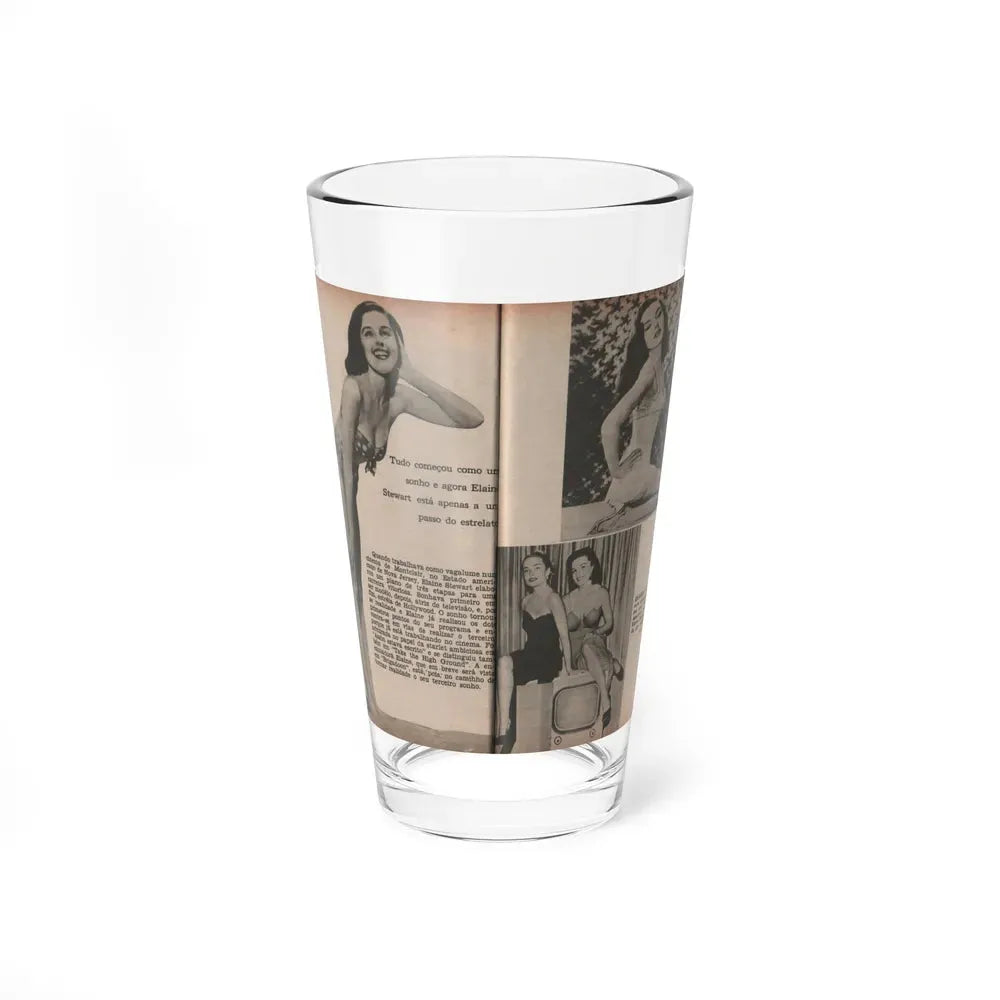 Elaine Stewart #172 - Pages 2 & 3 of 5 with, 3 Page B&W Photos & Captions from Aconteceu MARCO DE 1955 Brazilian Digest Mag. (Vintage Female Icon) Pint Glass 16oz 16oz - Go Mug Yourself