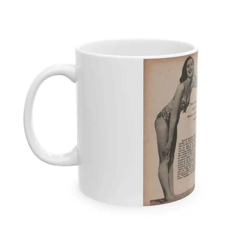 Elaine Stewart #172 - Pages 2 & 3 of 5 with, 3 Page B&W Photos & Captions from Aconteceu MARCO DE 1955 Brazilian Digest Mag. (Vintage Female Icon) White Coffee Mug - Go Mug Yourself