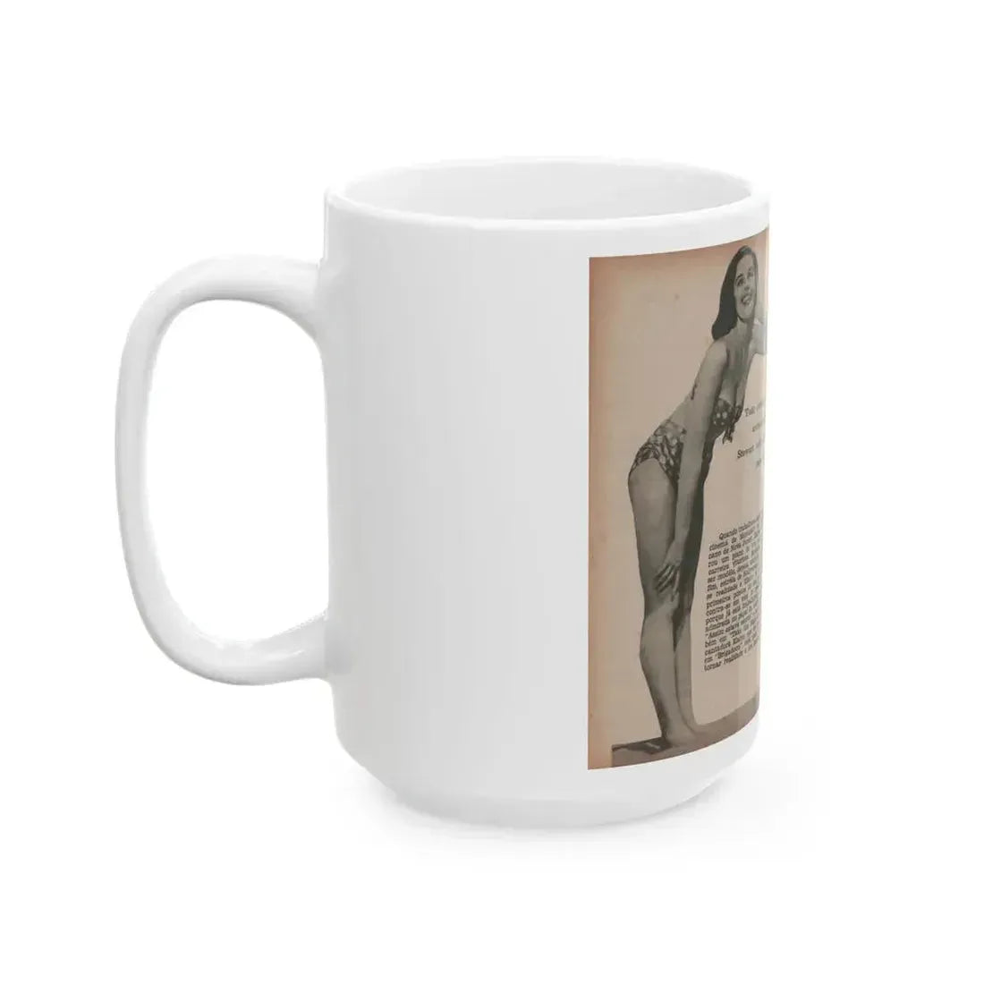 Elaine Stewart #172 - Pages 2 & 3 of 5 with, 3 Page B&W Photos & Captions from Aconteceu MARCO DE 1955 Brazilian Digest Mag. (Vintage Female Icon) White Coffee Mug - Go Mug Yourself