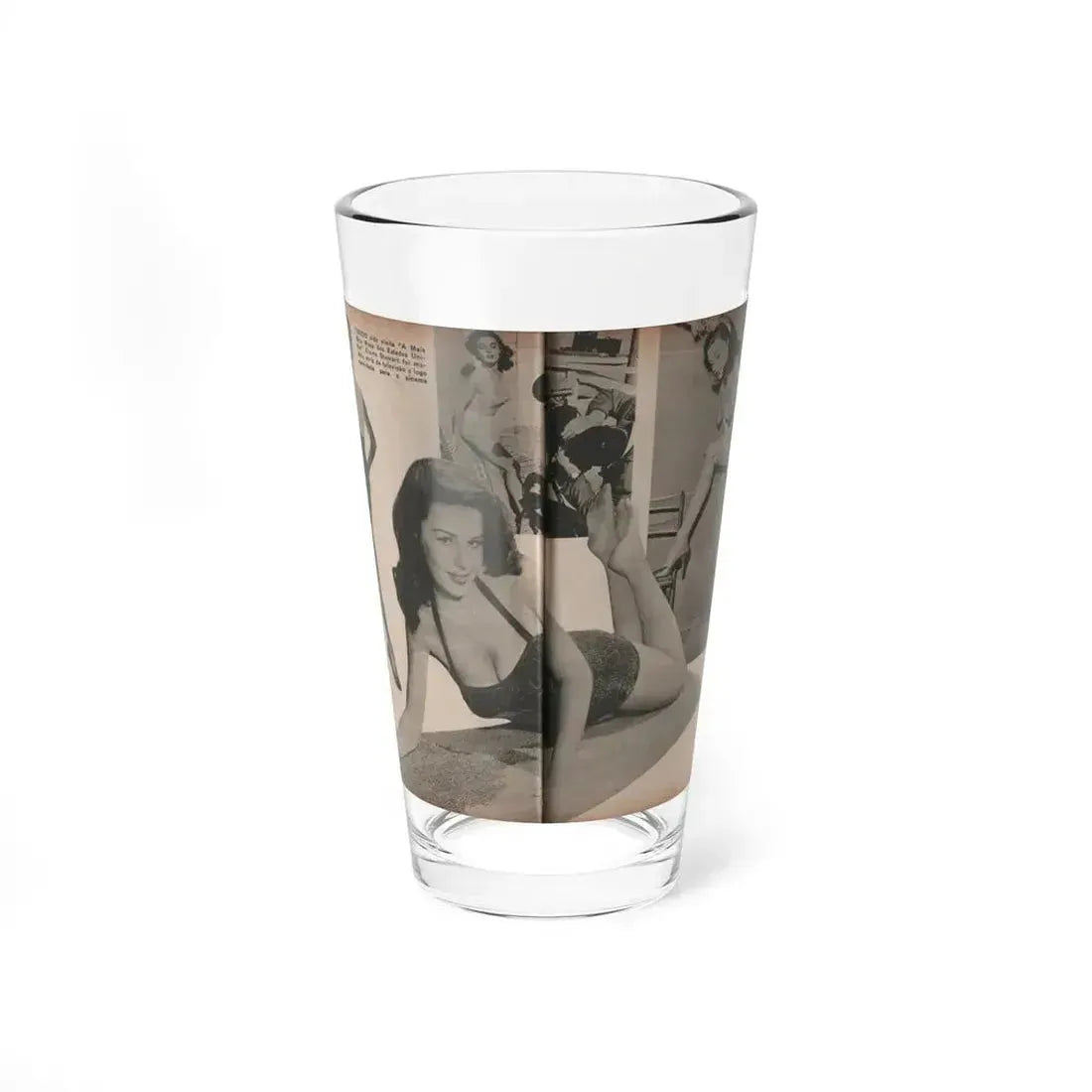 Elaine Stewart #173 - Pages 4 & 5 of 5 with, B&W Centerfold, 3 B&W Pics & Caption from Aconteceu MARCO DE 1955 Brazilian Digest Mag. (Vintage Female Icon) Pint Glass 16oz 16oz - Go Mug Yourself