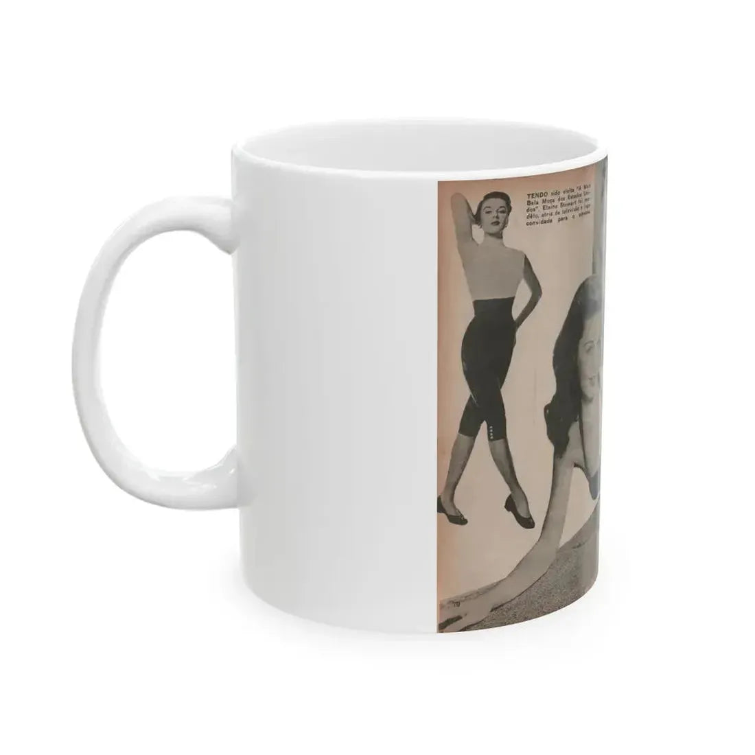 Elaine Stewart #173 - Pages 4 & 5 of 5 with, B&W Centerfold, 3 B&W Pics & Caption from Aconteceu MARCO DE 1955 Brazilian Digest Mag. (Vintage Female Icon) White Coffee Mug - Go Mug Yourself