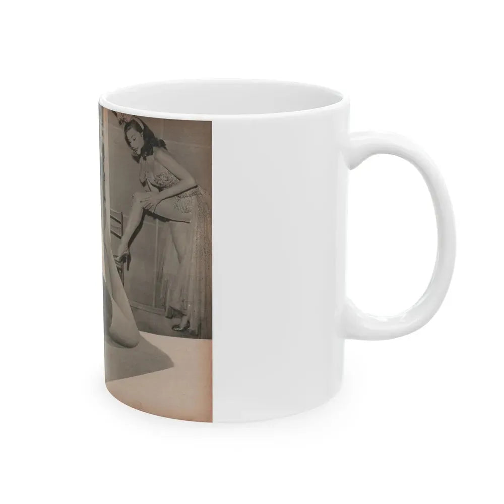 Elaine Stewart #173 - Pages 4 & 5 of 5 with, B&W Centerfold, 3 B&W Pics & Caption from Aconteceu MARCO DE 1955 Brazilian Digest Mag. (Vintage Female Icon) White Coffee Mug - Go Mug Yourself