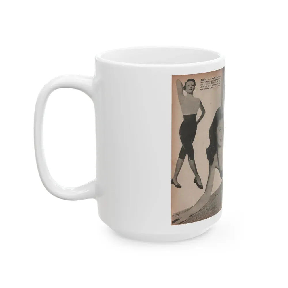 Elaine Stewart #173 - Pages 4 & 5 of 5 with, B&W Centerfold, 3 B&W Pics & Caption from Aconteceu MARCO DE 1955 Brazilian Digest Mag. (Vintage Female Icon) White Coffee Mug - Go Mug Yourself