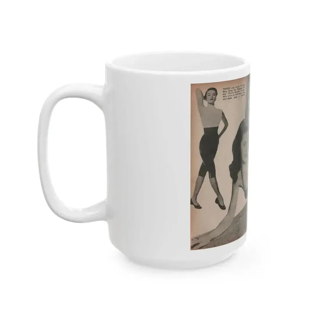 Elaine Stewart #173 - Pages 4 & 5 of 5 with, B&W Centerfold, 3 B&W Pics & Caption from Aconteceu MARCO DE 1955 Brazilian Digest Mag. (Vintage Female Icon) White Coffee Mug - Go Mug Yourself