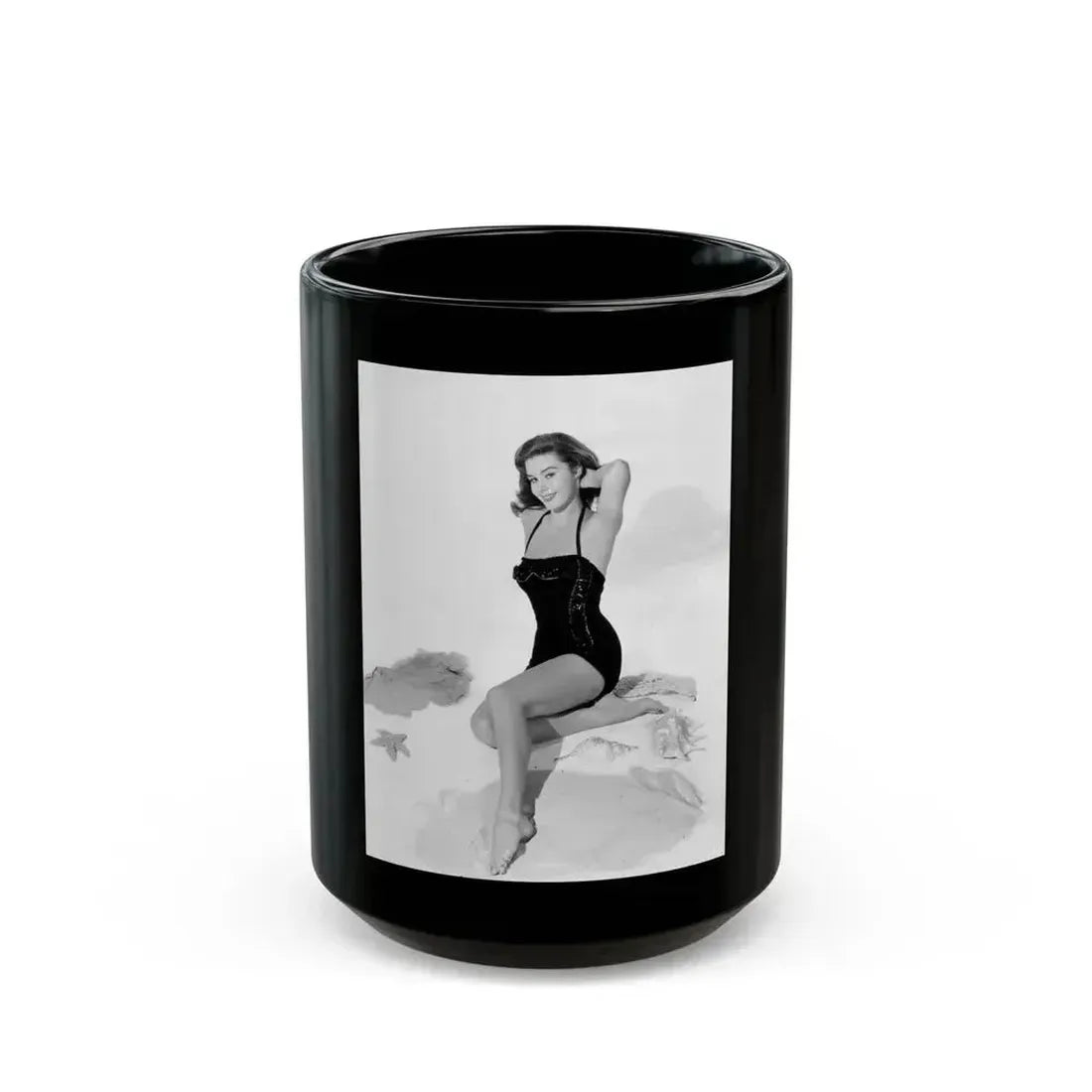 Elaine Stewart #23 1 (Vintage Female Icon) Black Coffee Mug 15oz - Go Mug Yourself