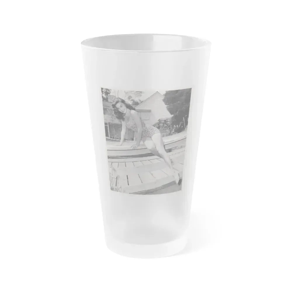 Elaine Stewart #65 (Vintage Female Icon) Frosted Pint Glass 16oz 16oz Frosted - Go Mug Yourself