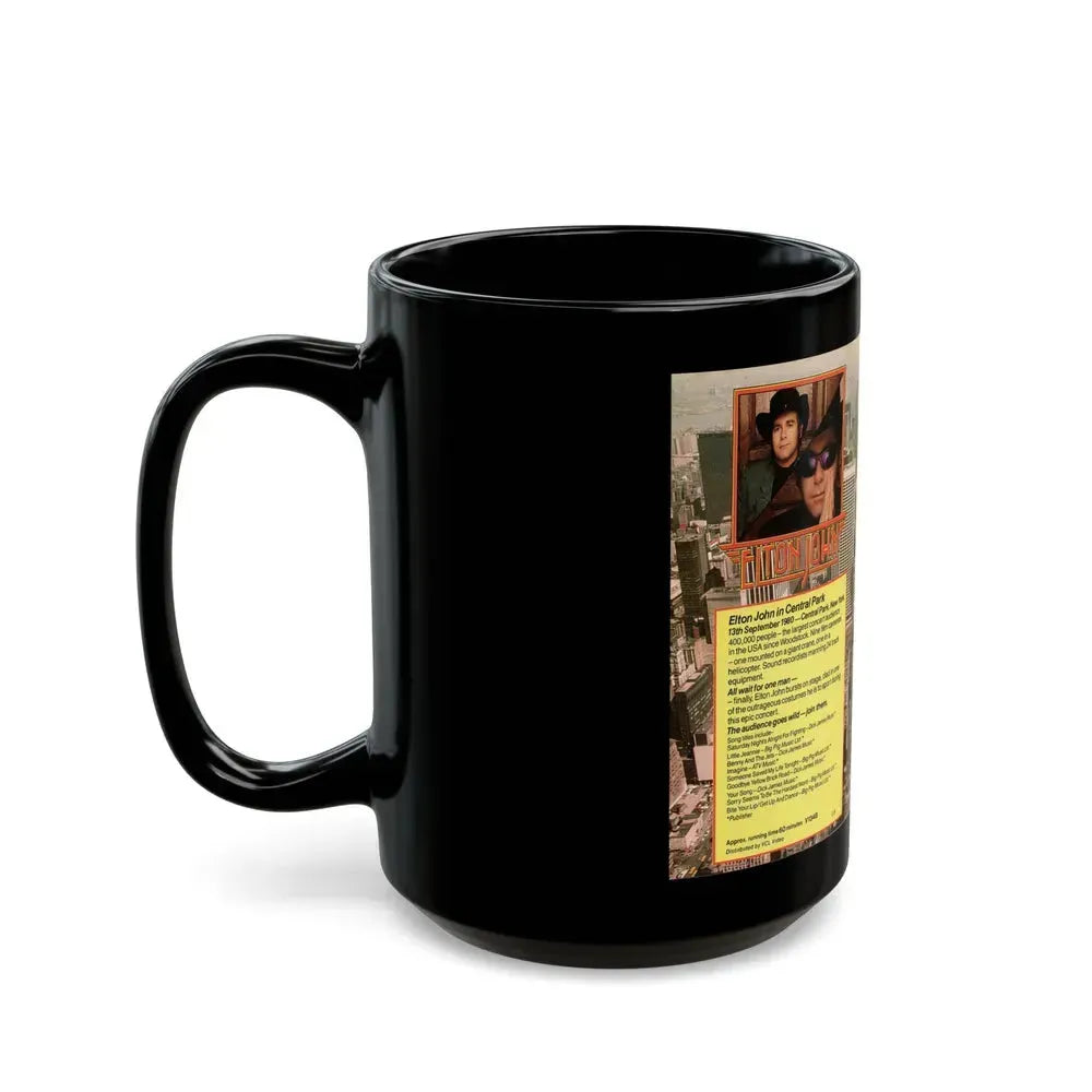 ELTON JOHN IN CENTRAL PARK NEW YORK (VHS COVER) - Black Coffee Mug - Go Mug Yourself