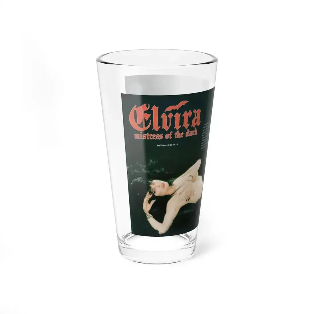 Elvira, Mistress Of The Dark #164 - Femme Fatales '95 - Mag. Photo (Vintage Female Icon) Pint Glass 16oz - Go Mug Yourself