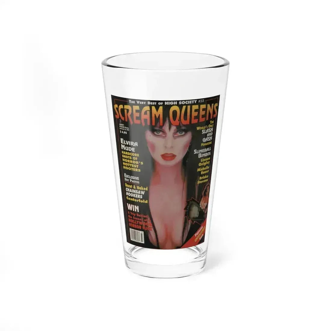 Elvira, Mistress Of The Dark #181 - Small Magazine Cover Clipping (Vintage Female Icon) Pint Glass 16oz 16oz - Go Mug Yourself