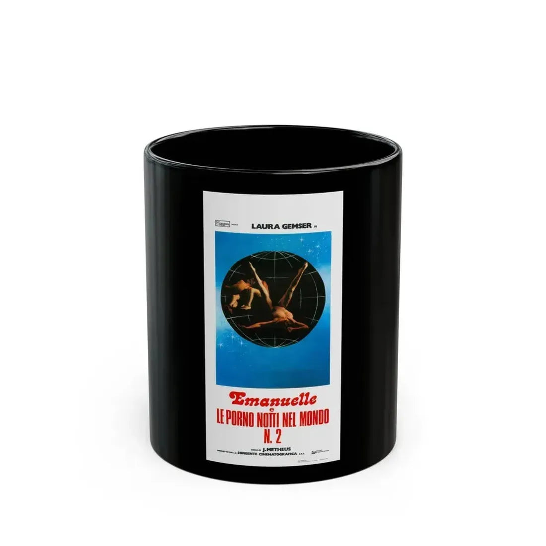 EMANUELLE AND THE EROTIC NIGHTS 1978 Movie Poster - Black Coffee Mug 11oz - Go Mug Yourself