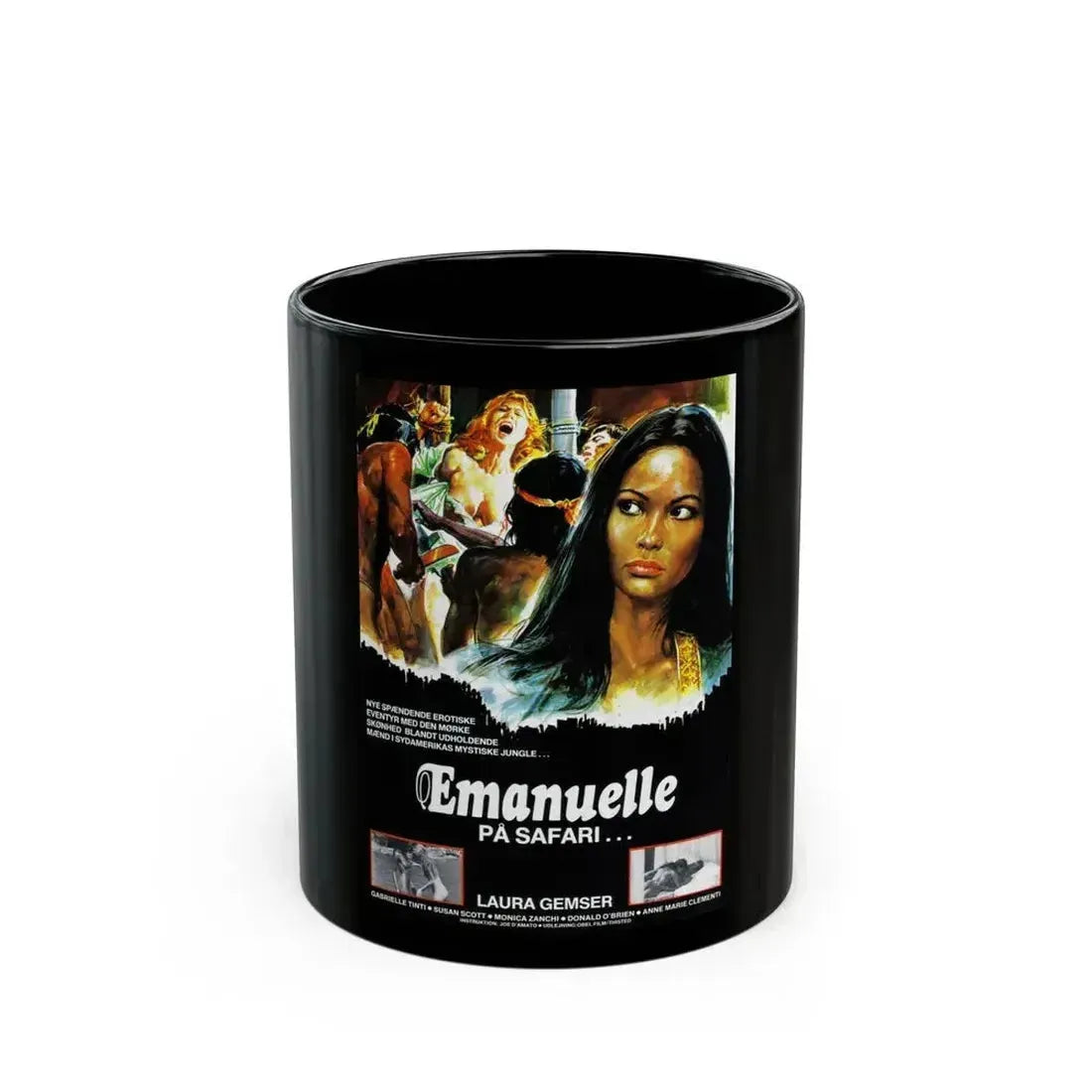 EMANUELLE AND THE LAST CANNIBALS (DANISH) 1977 Movie Poster - Black Coffee Mug 11oz - Go Mug Yourself