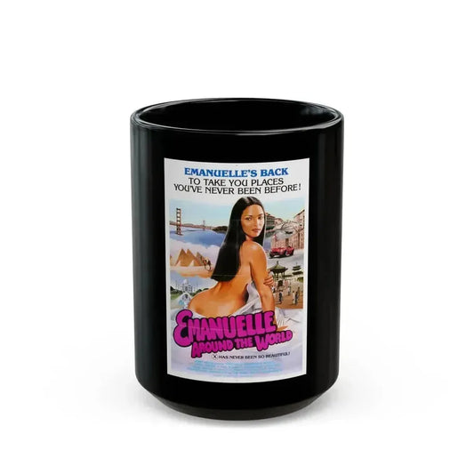 EMANUELLE AROUND THE WORLD 1977 Movie Poster - Black Coffee Mug 15oz - Go Mug Yourself