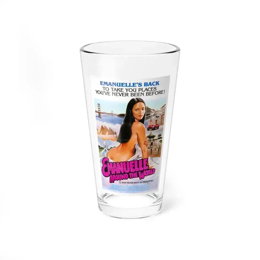 EMANUELLE AROUND THE WORLD 1977 Movie Poster - Pint Glass 16oz 16oz - Go Mug Yourself