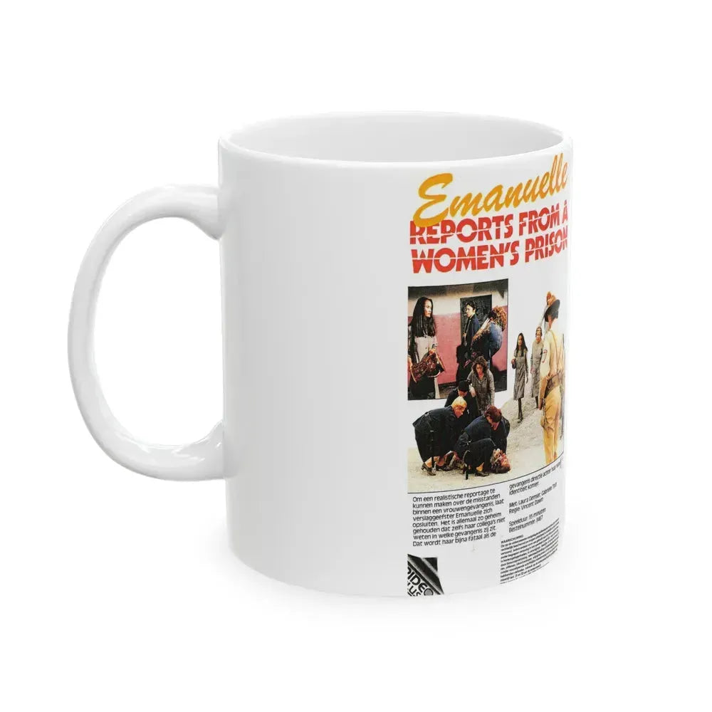 EMANUELLE REPORTS FROM A WOMENS PRISON (VHS COVER) - White Coffee Mug - Go Mug Yourself