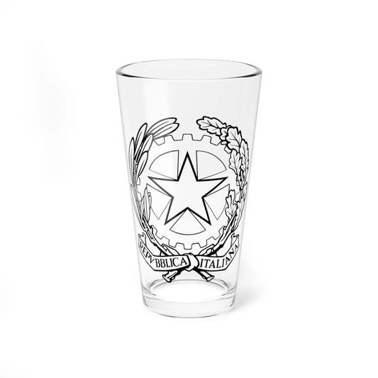 Emblem of Italy black and white without striped background (Italy) (Coat of Arms) Pint Glass 16oz 16oz - Go Mug Yourself