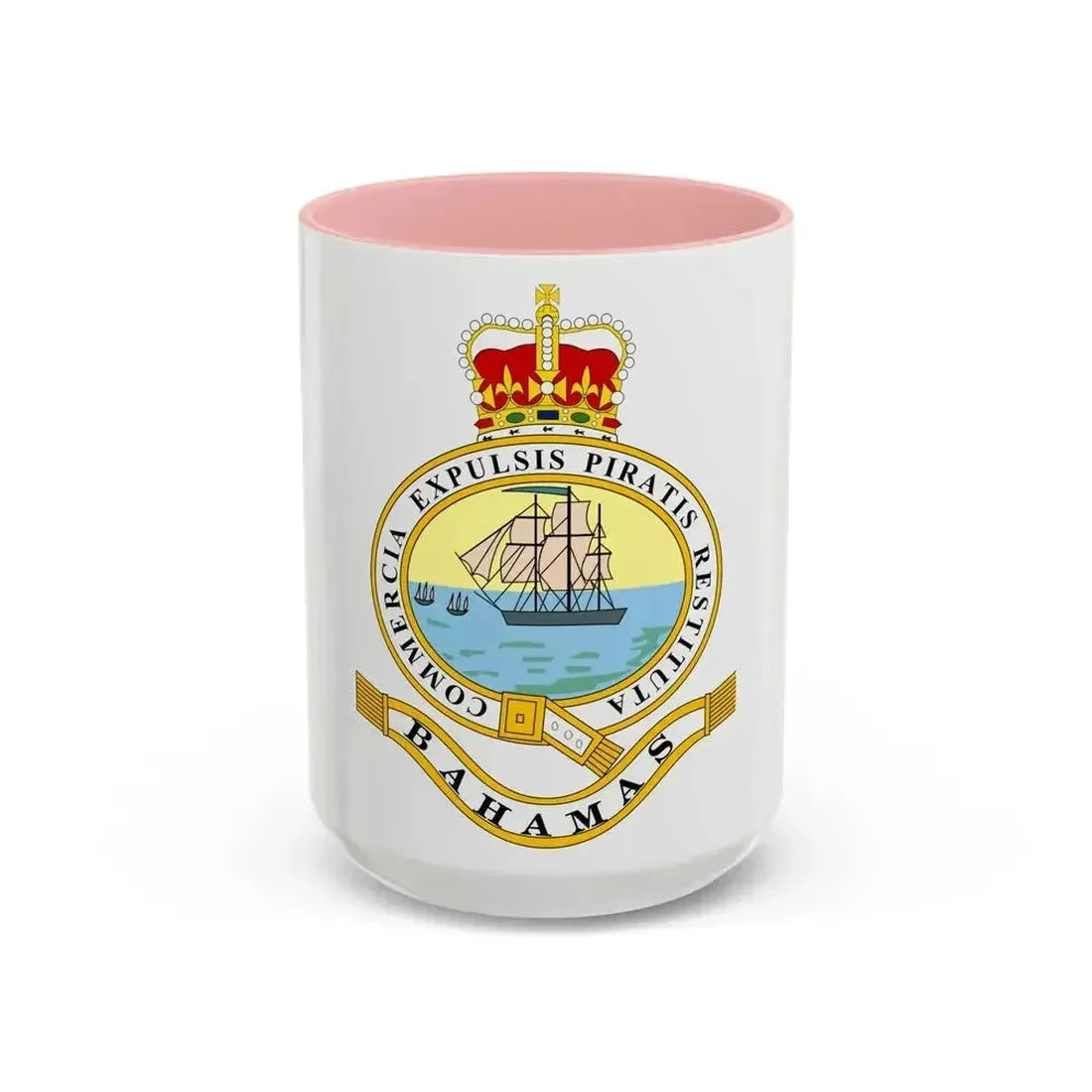 Emblem of the Bahamas (1869-1904; 1953-1964) - Accent Coffee Mug 15oz Pink - Go Mug Yourself