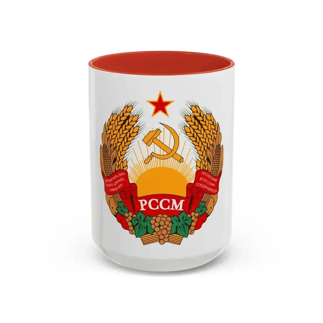 Emblem of the Moldavian SSR (1941-1957) - Accent Coffee Mug 15oz Red - Go Mug Yourself