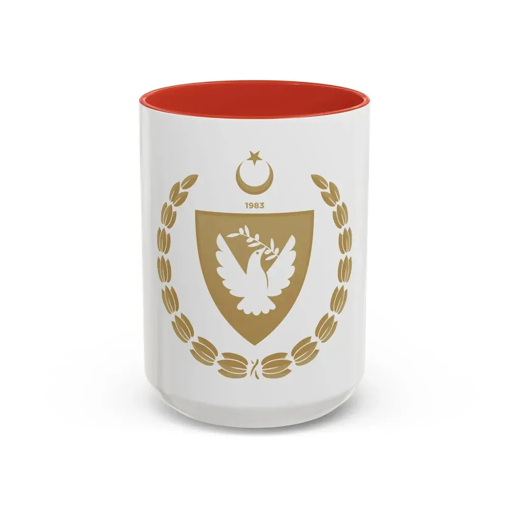 Emblem of the Presidency of the Turkish Republic of Northern Cyprus - Accent Coffee Mug 15oz Red - Go Mug Yourself