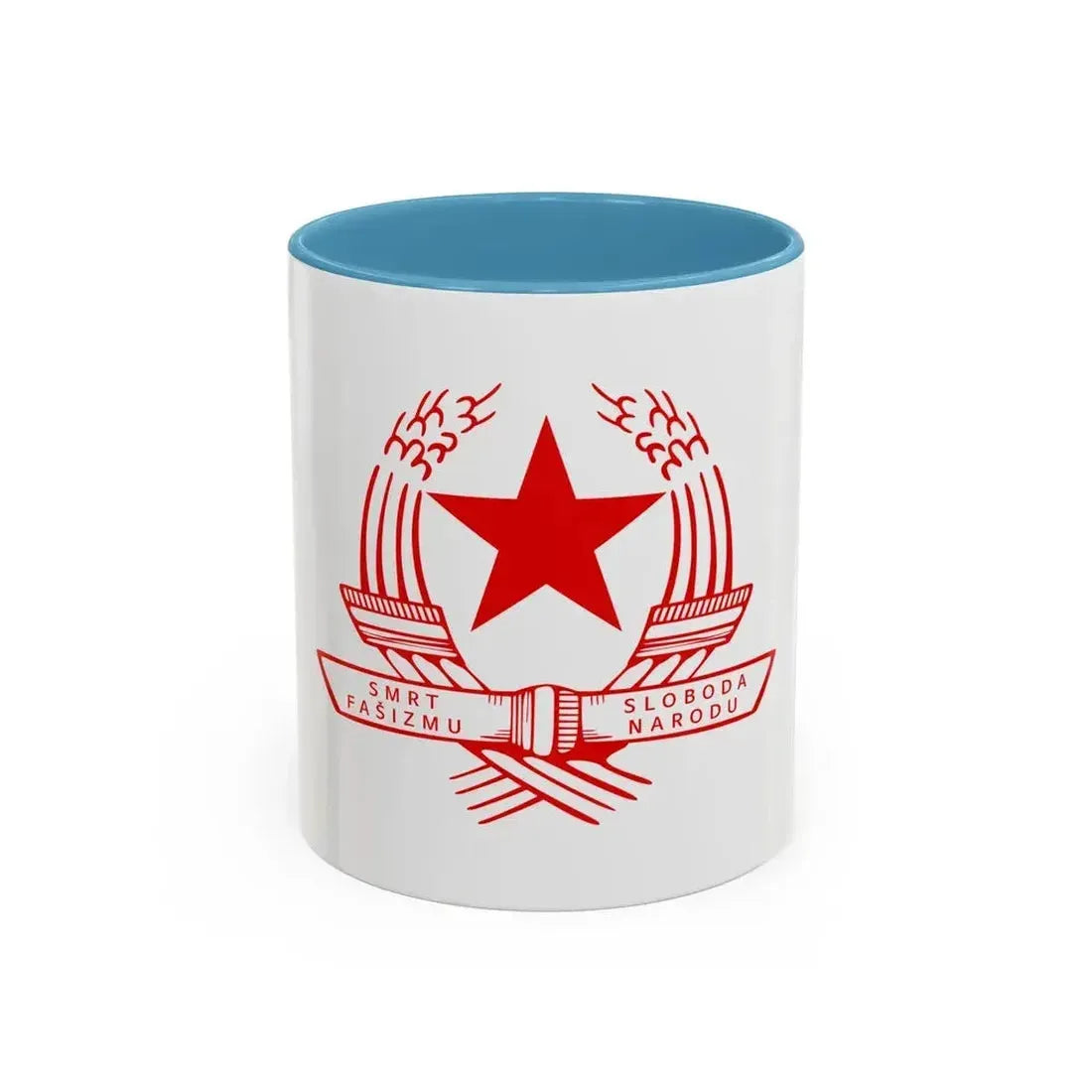 Emblem of the State Anti-fascist Council for the National Liberation of Croatia - Accent Coffee Mug 11oz Light Blue - Go Mug Yourself