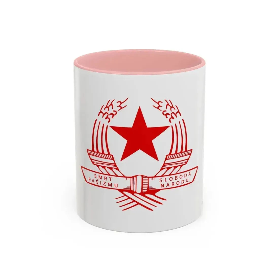 Emblem of the State Anti-fascist Council for the National Liberation of Croatia - Accent Coffee Mug 11oz Pink - Go Mug Yourself