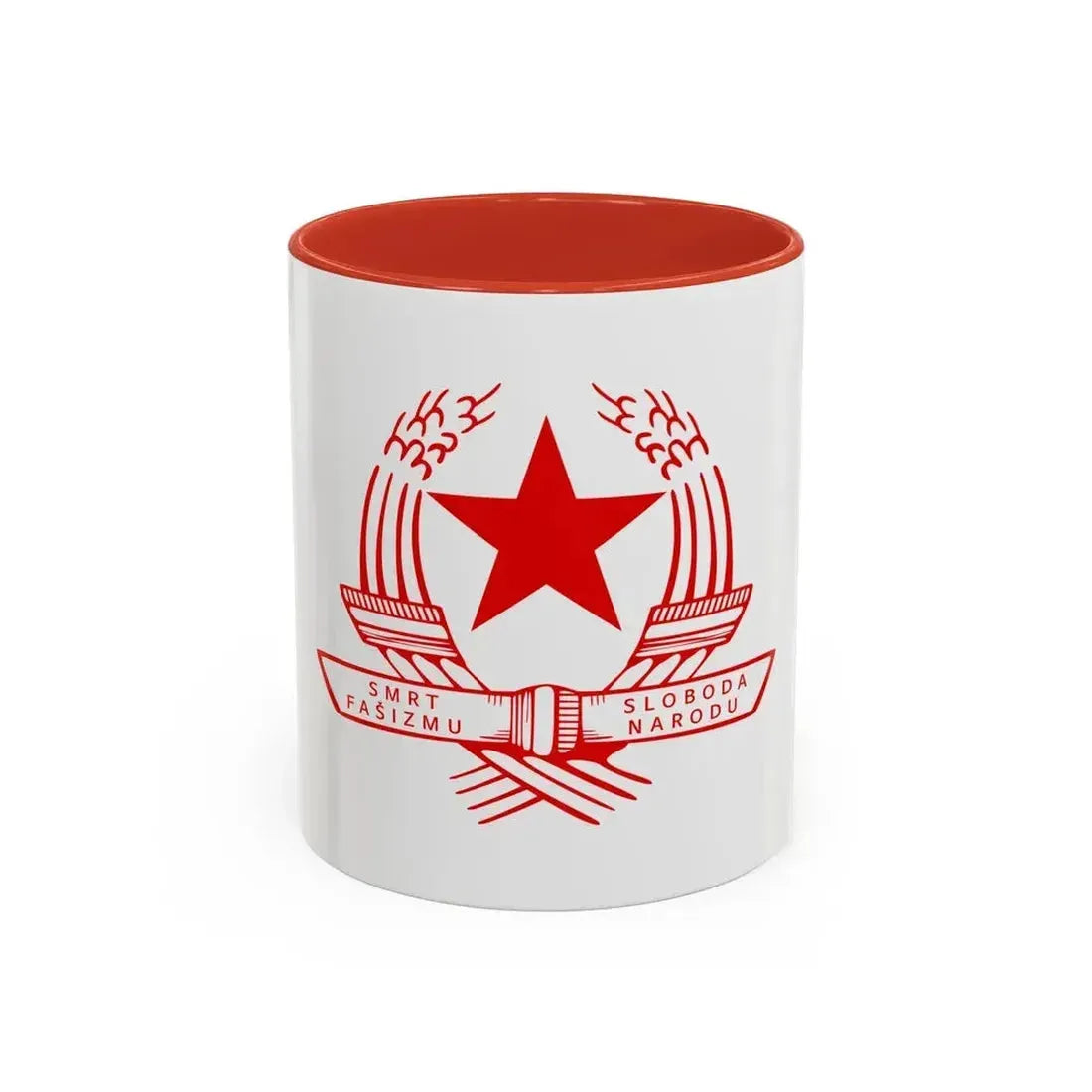 Emblem of the State Anti-fascist Council for the National Liberation of Croatia - Accent Coffee Mug 11oz Red - Go Mug Yourself