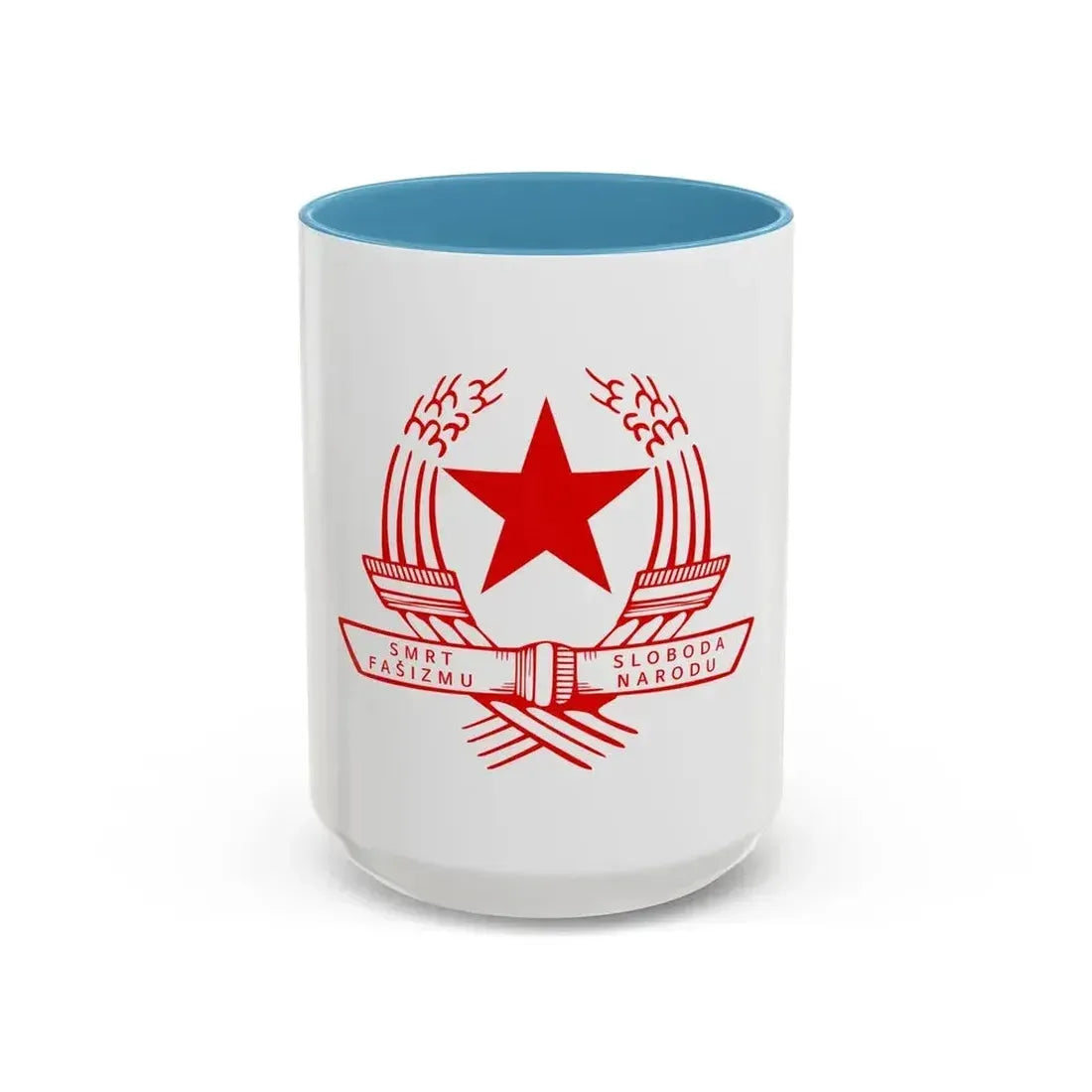 Emblem of the State Anti-fascist Council for the National Liberation of Croatia - Accent Coffee Mug 15oz Light Blue - Go Mug Yourself