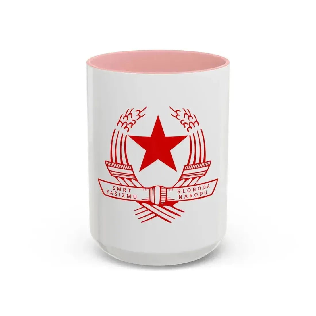 Emblem of the State Anti-fascist Council for the National Liberation of Croatia - Accent Coffee Mug 15oz Pink - Go Mug Yourself