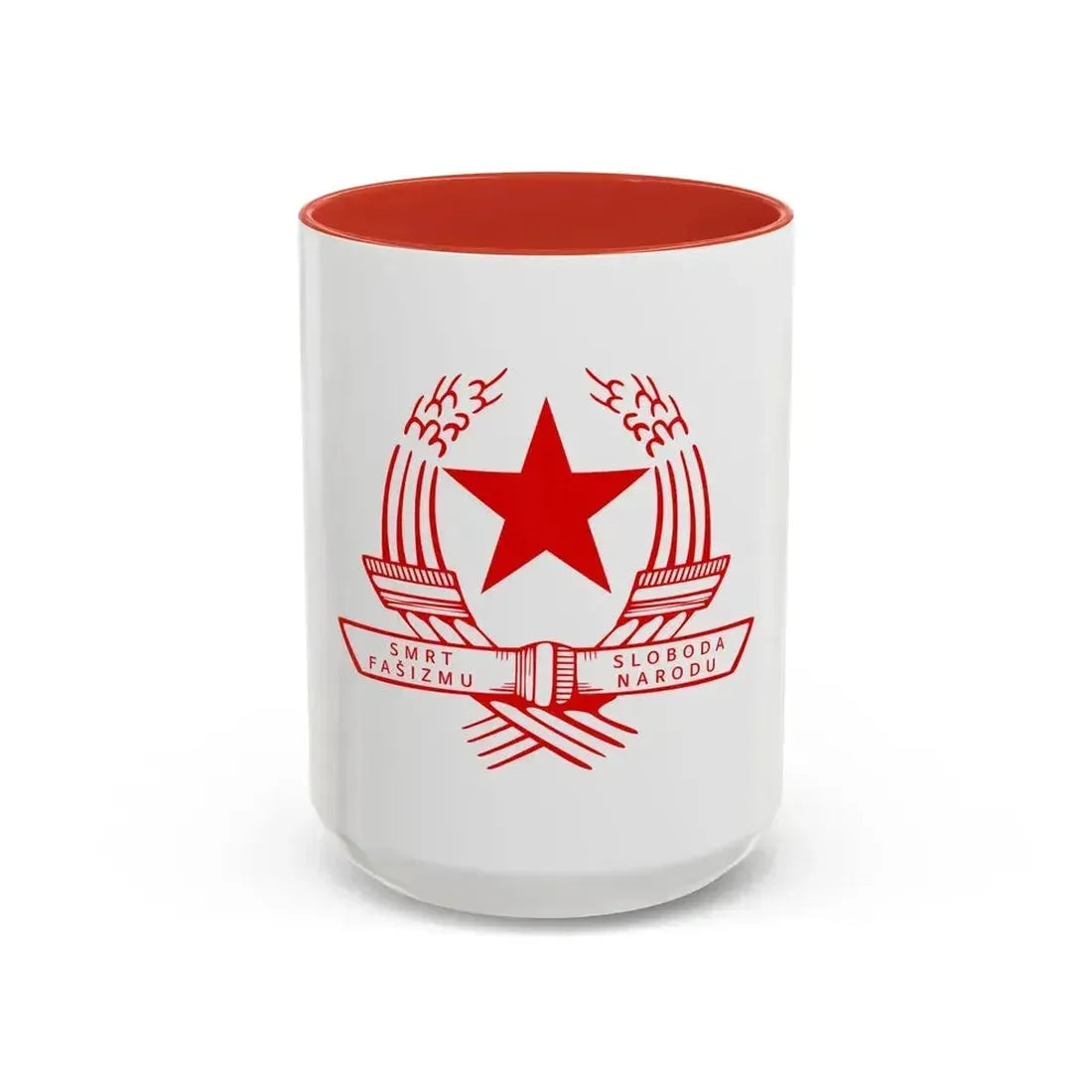 Emblem of the State Anti-fascist Council for the National Liberation of Croatia - Accent Coffee Mug 15oz Red - Go Mug Yourself