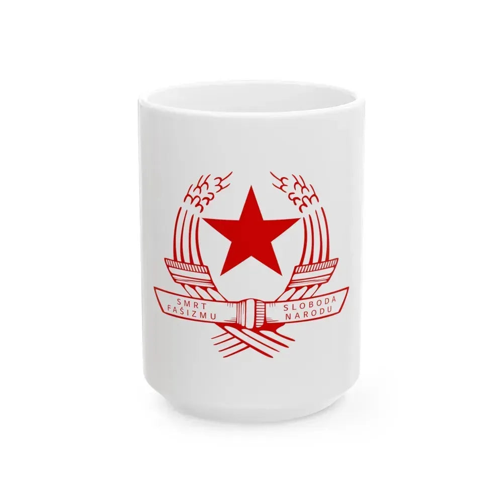 Emblem of the State Anti-fascist Council for the National Liberation of Croatia - White Coffee Mug 15oz - Go Mug Yourself