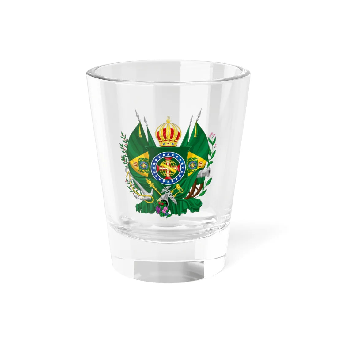 Emblema do jornal brasileiro Correio Official 1830s (Brazil) (Coat of Arms) Shot Glass 1.5oz - Go Mug Yourself