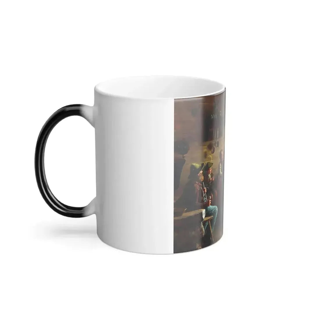 Emil Rau (1858-1937) A Cock and Bull Story - Oil on Canvas 1901 - Color Changing Mug 11oz - Go Mug Yourself