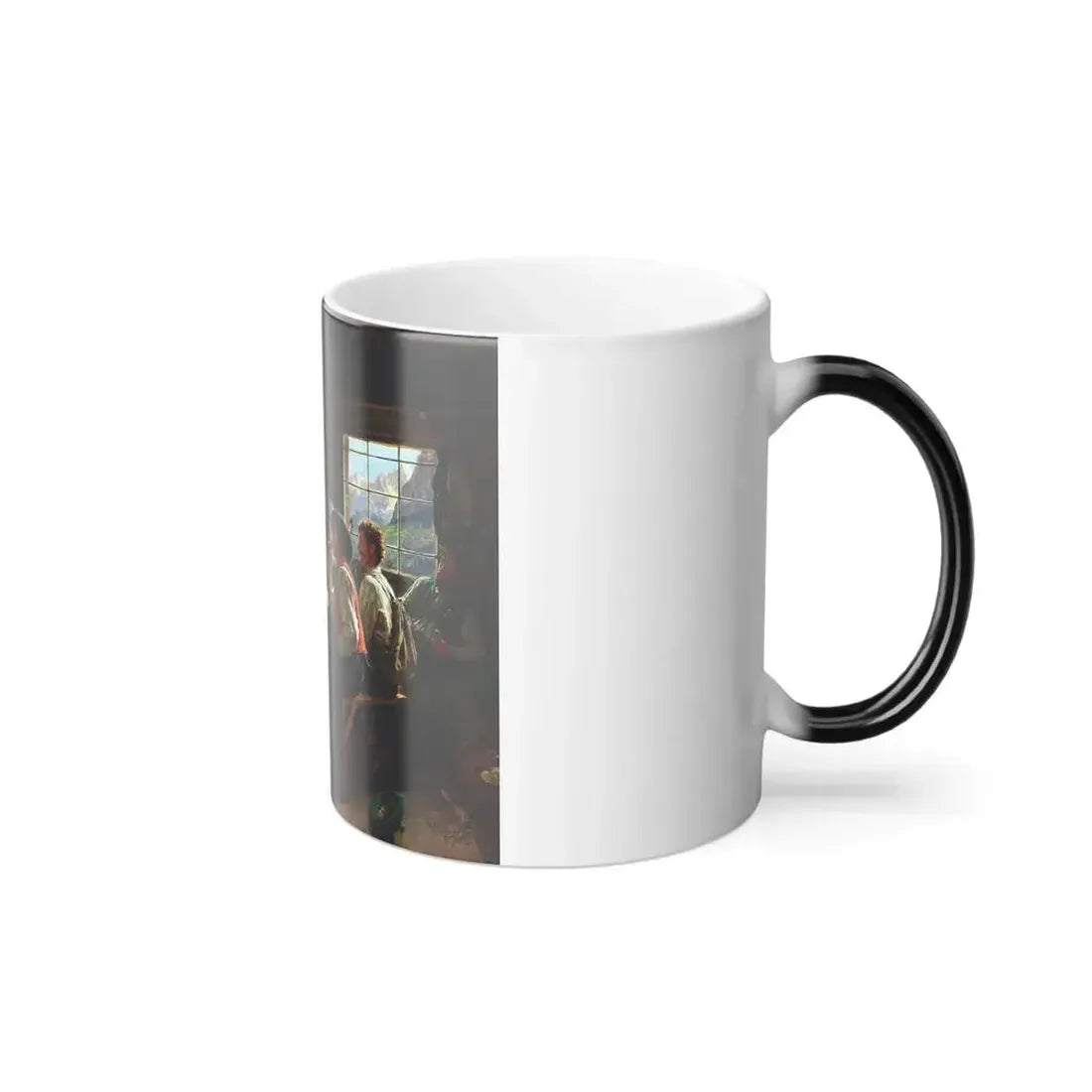 Emil Rau (1858-1937) A Cock and Bull Story - Oil on Canvas 1901 - Color Changing Mug 11oz - Go Mug Yourself