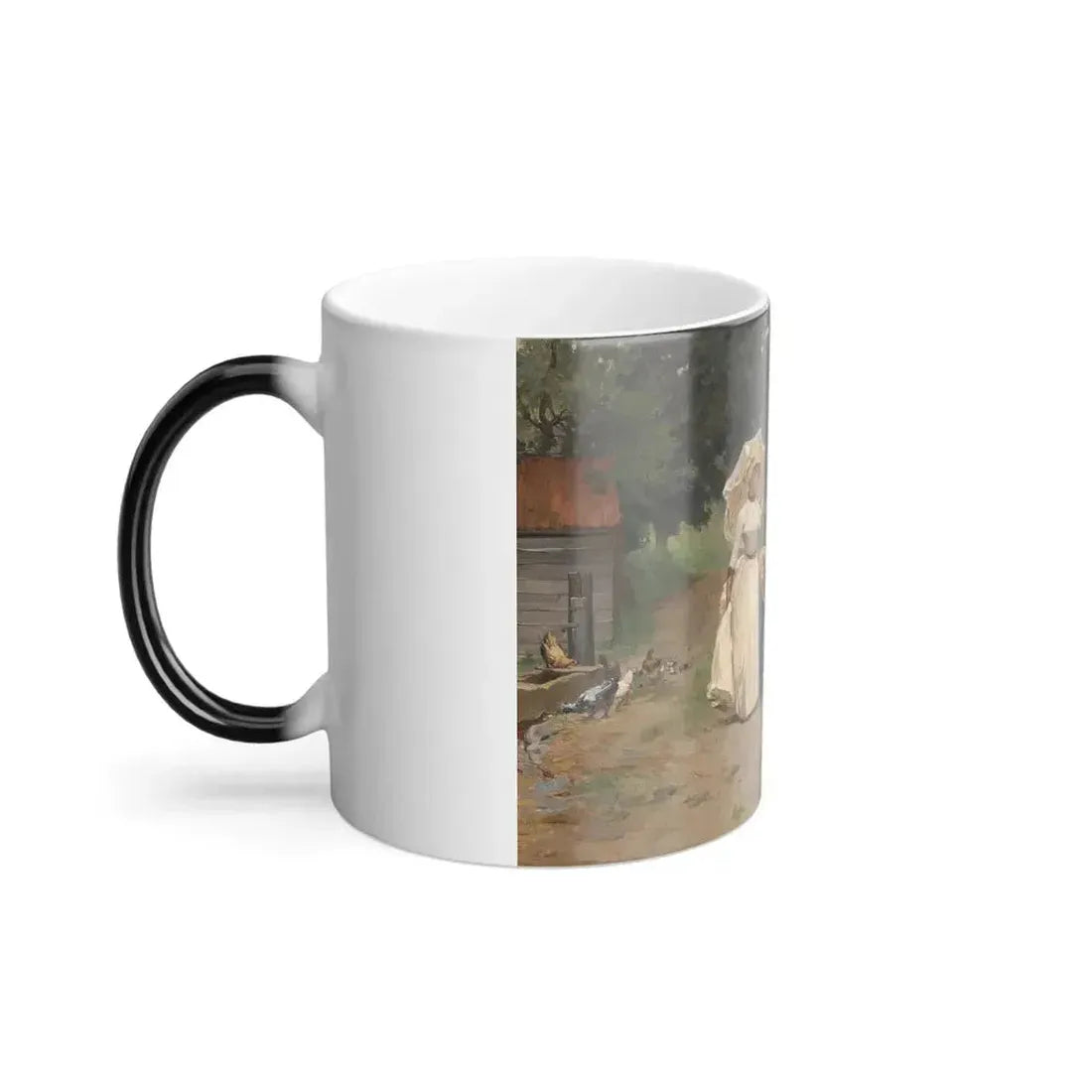 Emile Charles Dameron (1848-1908) Visit to the Farm - Oil on canvas - Color Changing Mug 11oz - Go Mug Yourself