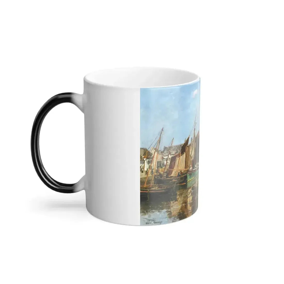 Emile Louis Vernier (1829-1887) The Kelp Harvest in Concarneau - Oil on panel - Color Changing Mug 11oz - Go Mug Yourself