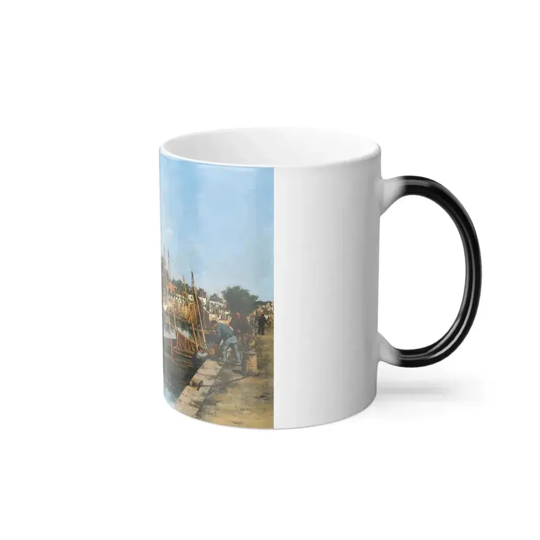 Emile Louis Vernier (1829-1887) The Kelp Harvest in Concarneau - Oil on panel - Color Changing Mug 11oz - Go Mug Yourself
