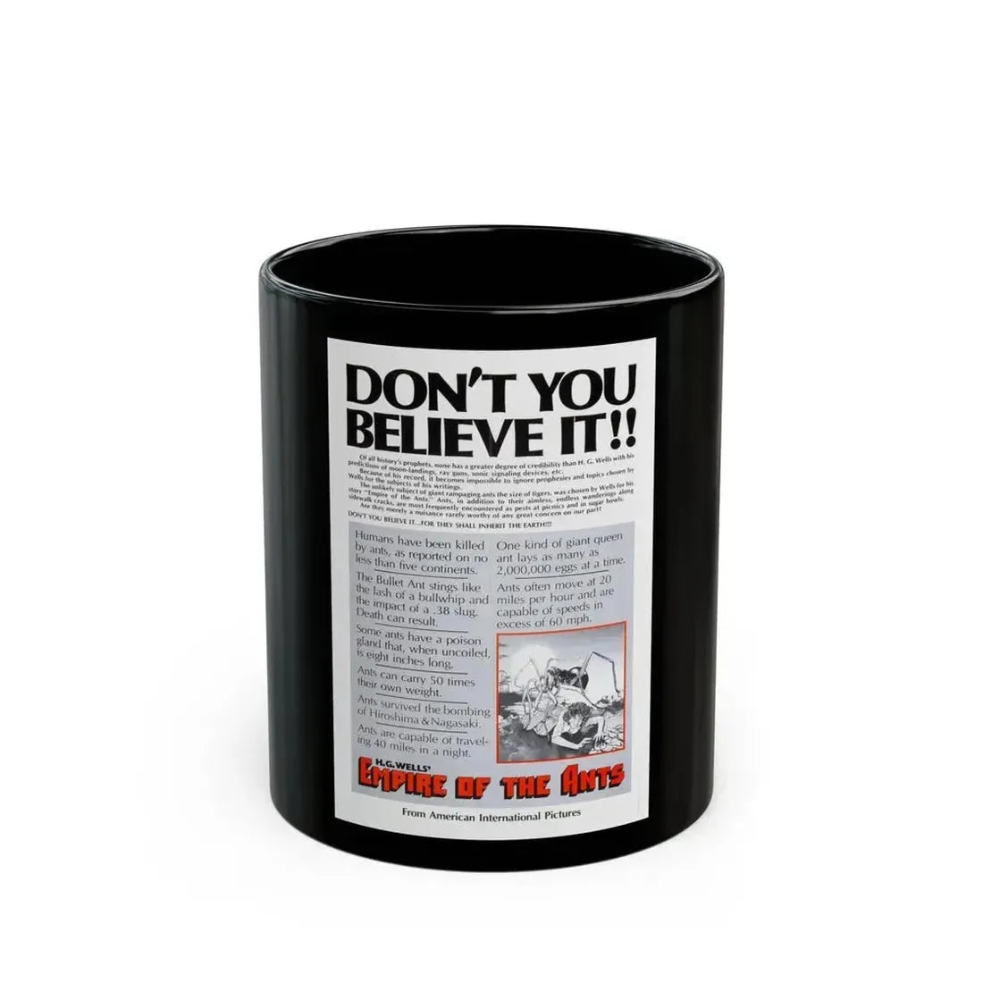 EMPIRE OF THE ANTS (TEASER) 1977 Movie Poster - Black Coffee Mug 11oz - Go Mug Yourself