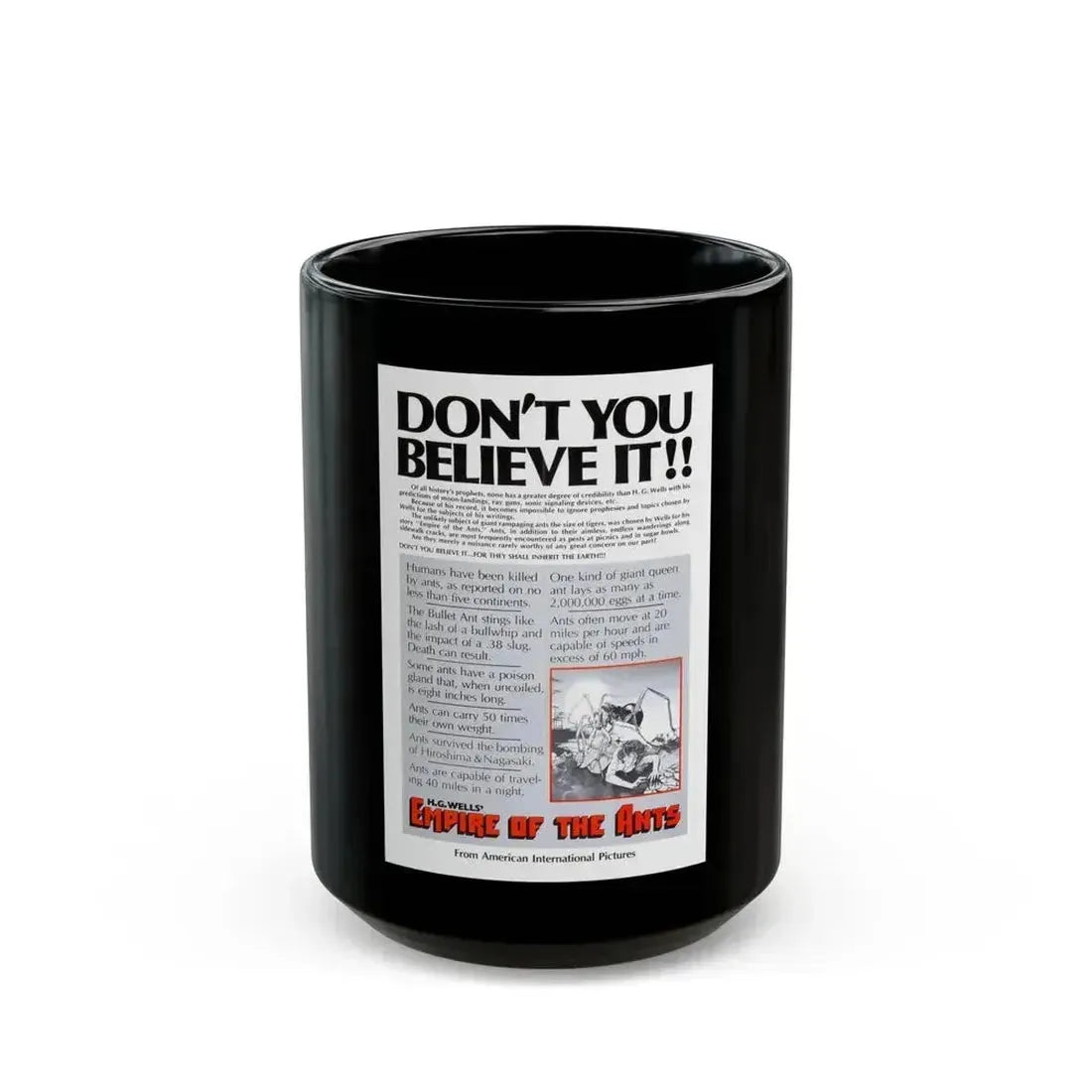 EMPIRE OF THE ANTS (TEASER) 1977 Movie Poster - Black Coffee Mug 15oz - Go Mug Yourself