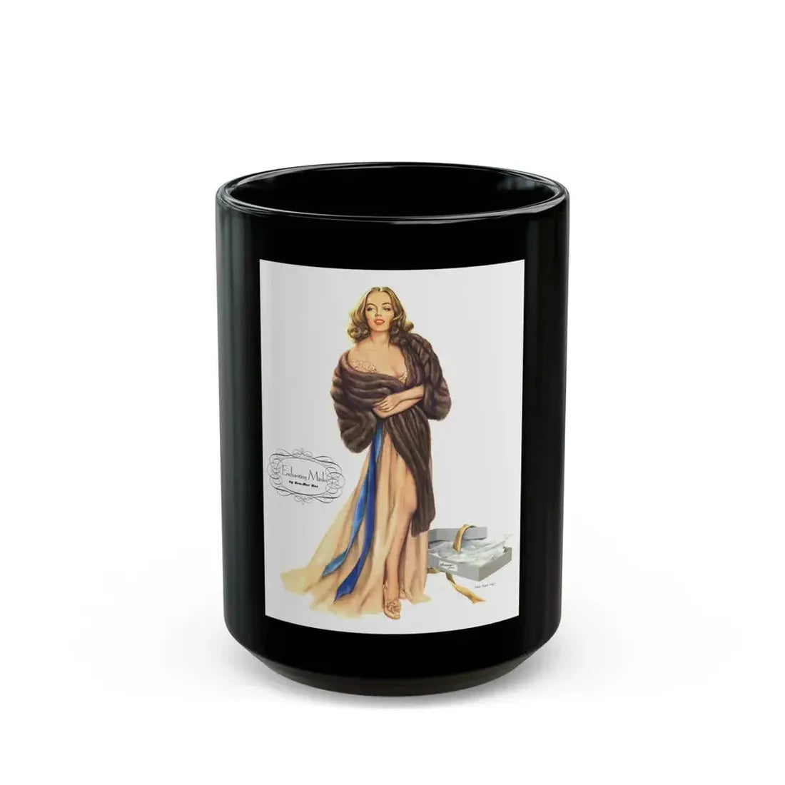 Enchanting Minks, Esquire, March 1948 - Black Coffee Mug 15oz - Go Mug Yourself