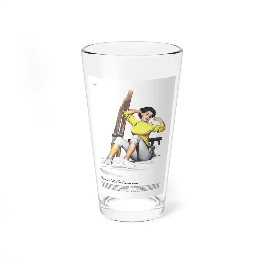 End Of a Ski Trail, Esquire, April 1947 - Pint Glass 16oz 16oz - Go Mug Yourself