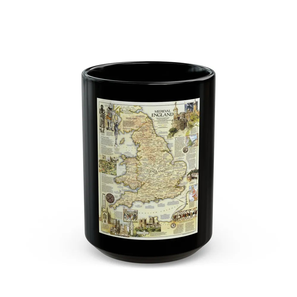England - Medieval (1979) (Map) Black Coffee Mug-15oz-Go Mug Yourself