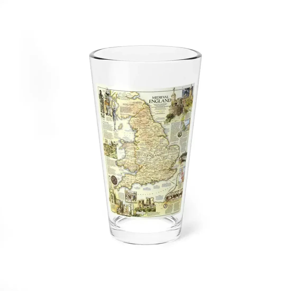 England - Medieval (1979) (Map) Pint Glass 16oz 16oz - Go Mug Yourself