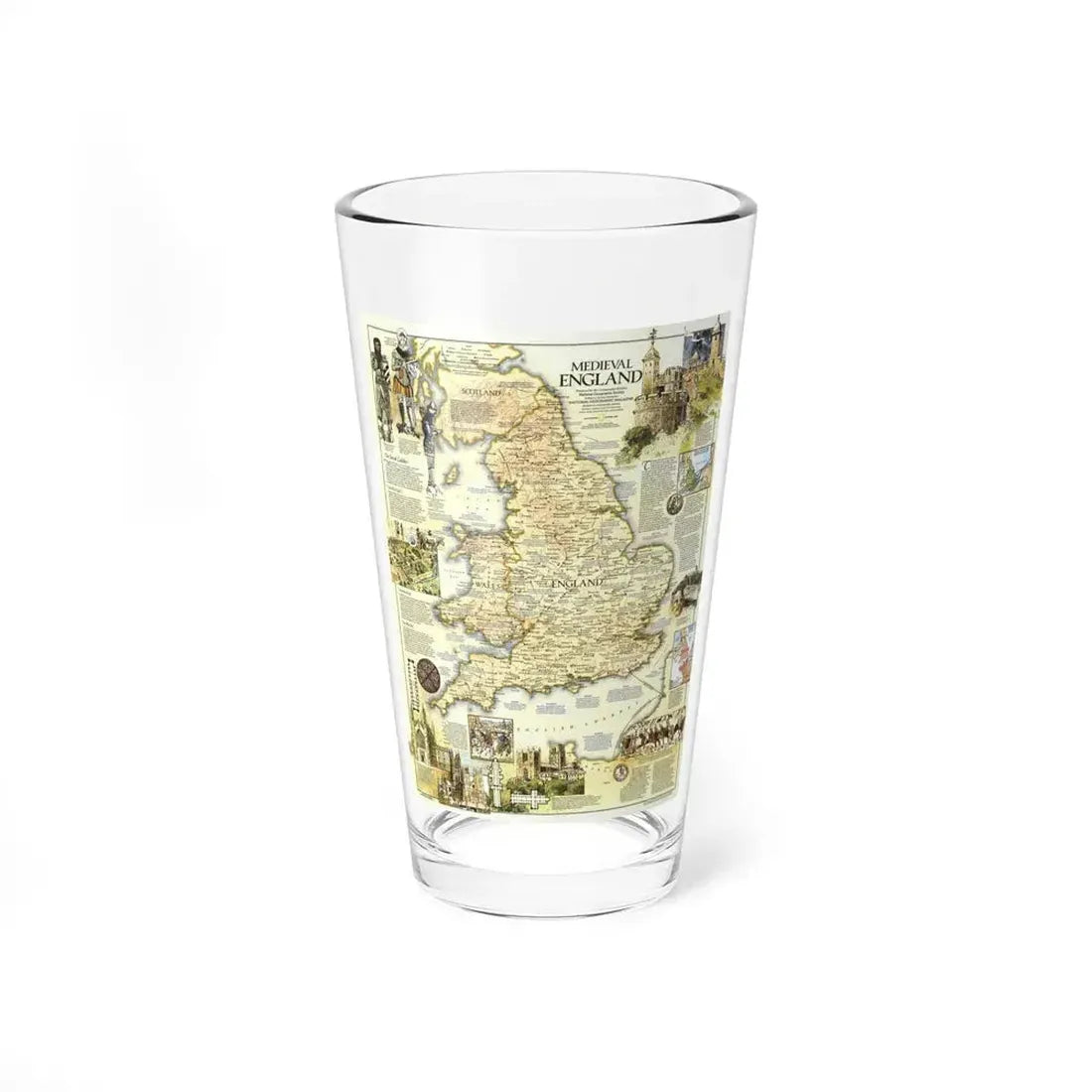 England - Medieval (1979) (Map) Pint Glass 16oz 16oz - Go Mug Yourself