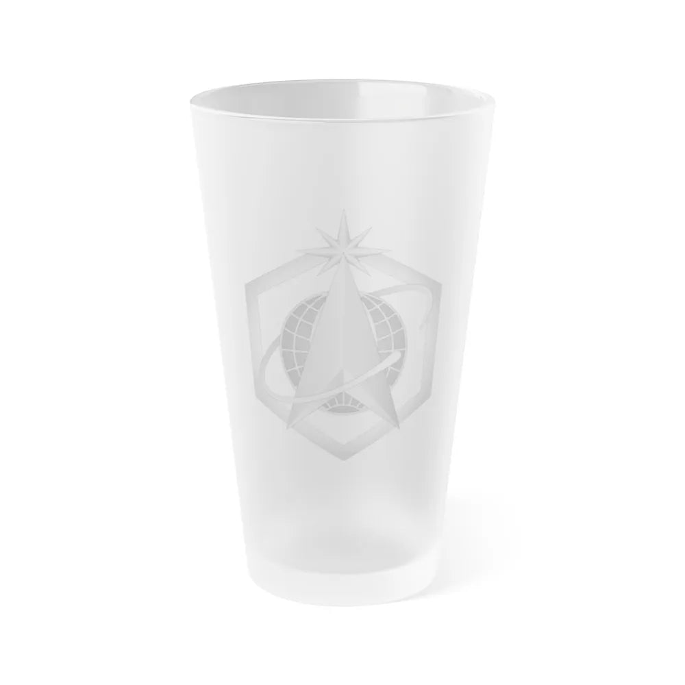 Enlisted Service Cap Insignia (U.S. Space Force) Frosted Pint Glass 16oz-Go Mug Yourself