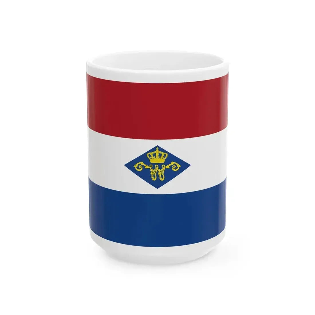 Ensign of Koninklijke Nederlandsche Zeil- Roeivereeniging (Netherlands) White Coffee Mug 15oz - Go Mug Yourself