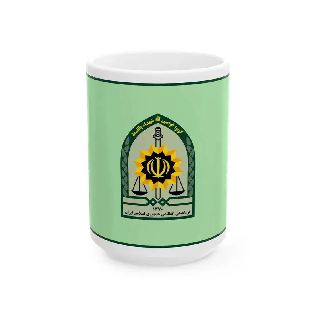 Ensign of the Law Enforcement Force of the Islamic Republic of Iran (Iran) White Coffee Mug 15oz - Go Mug Yourself
