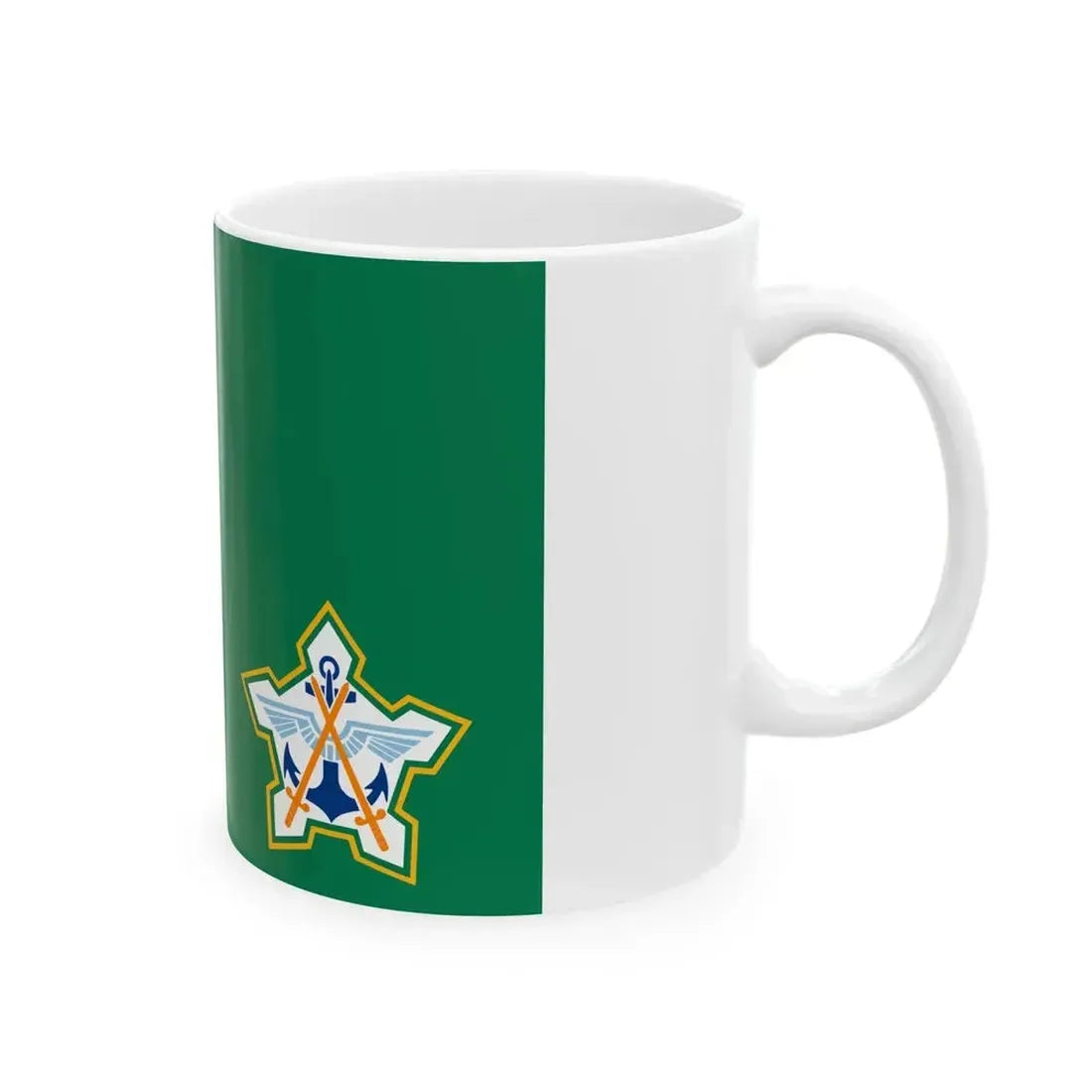 Ensign of the South African National Defence Force 1994-2003 (South Africa) White Coffee Mug - Go Mug Yourself