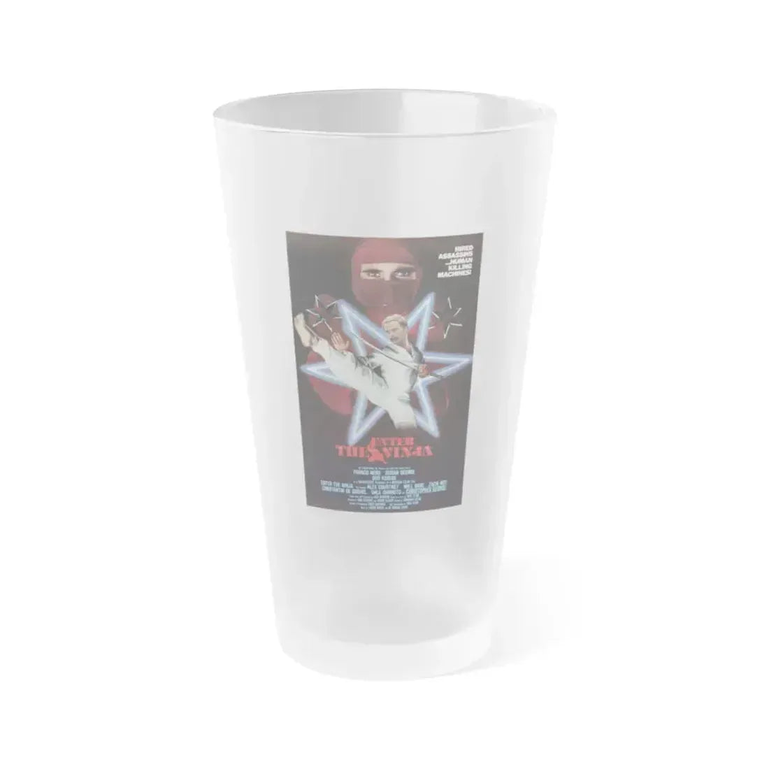 ENTER THE NINJA 1981 Movie Poster - Frosted Pint Glass 16oz 16oz Frosted - Go Mug Yourself