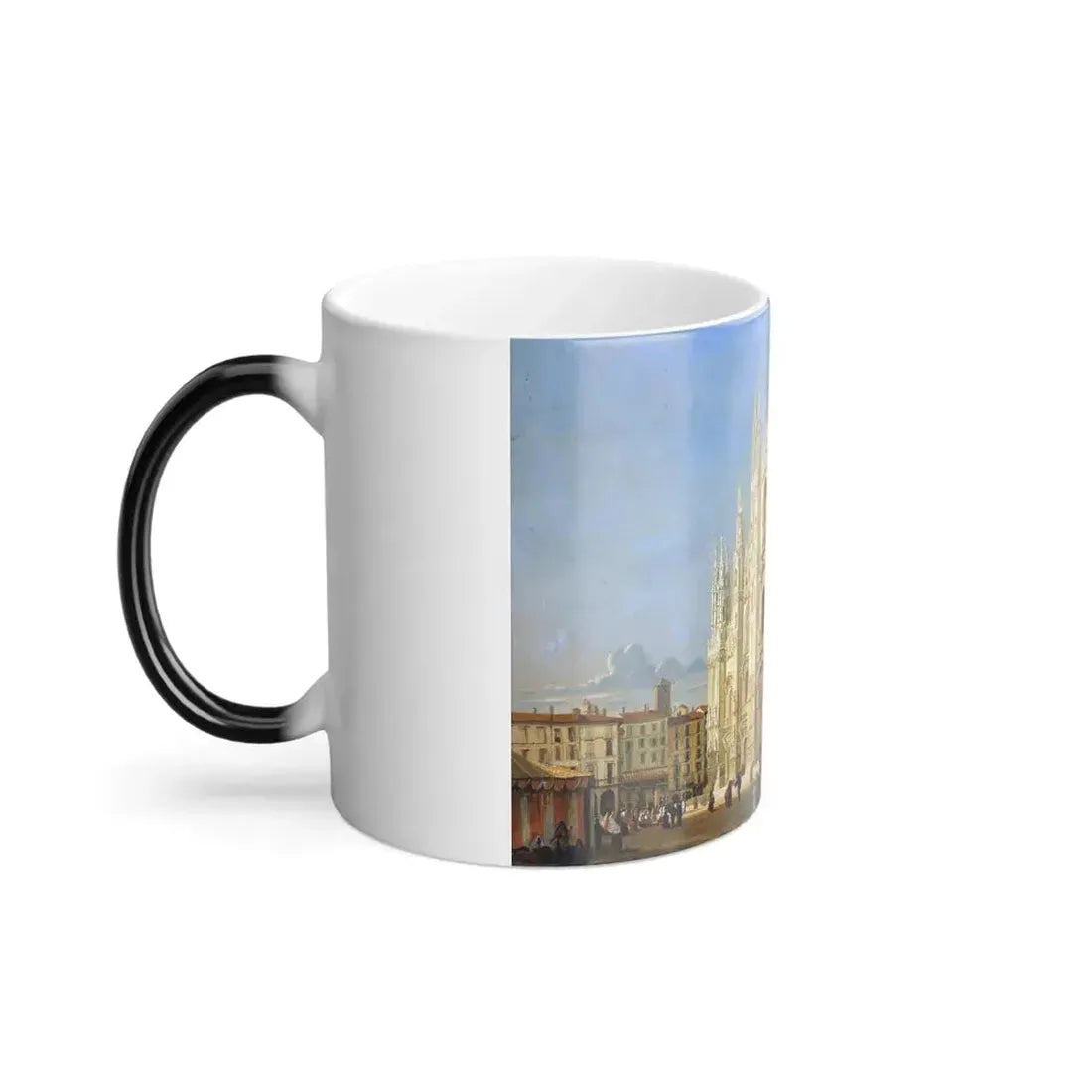 Entourage de Giovanni Migliara (1785-1837) View of the Dome, Milan - Oil on Paper laid down on Canvas - Color Changing Mug 11oz - Go Mug Yourself