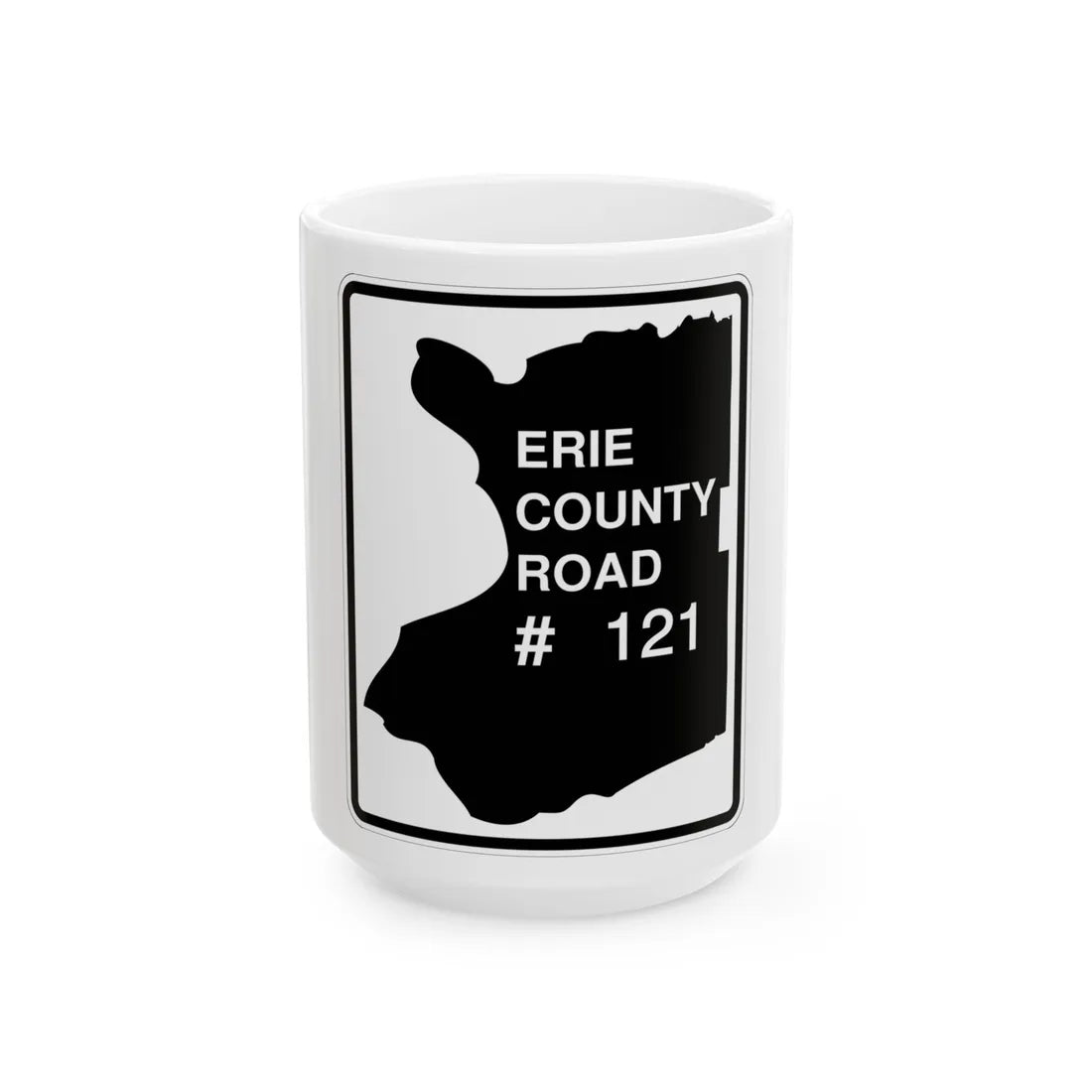 Erie County 121 NY (New York) (Road Sign) White Coffee Mug 15oz - Go Mug Yourself