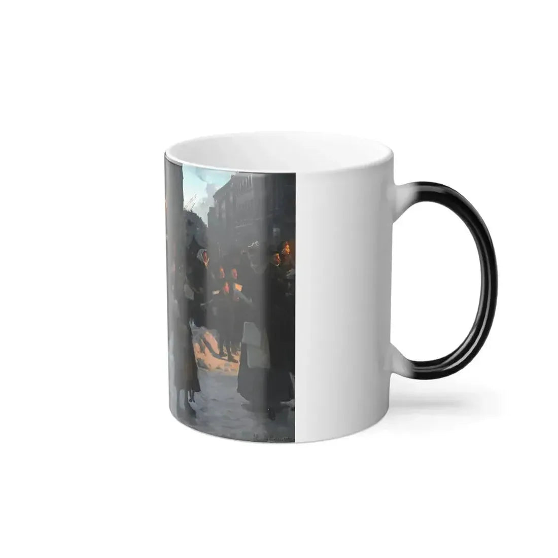 Erik Henningsen (1855-1930) Christmas Time, Copenhagen - Oil on Canvas 1890 - Color Changing Mug 11oz - Go Mug Yourself